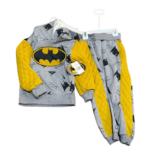 DC Batman Gray and Yellow Batman Hoodie and Pants Set Boy Toddler Size 4T